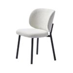 Swan borðstofustóll Bouclé hvítur